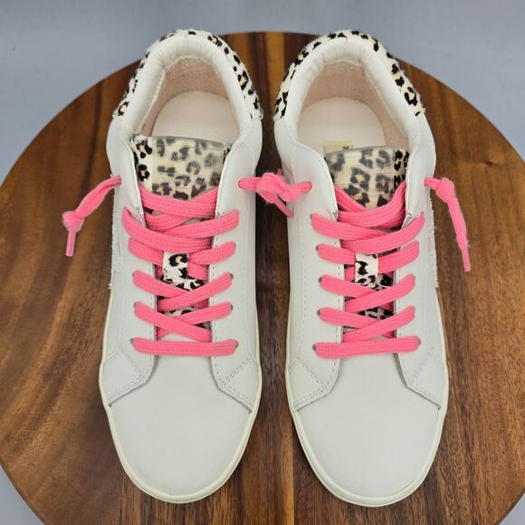 Vintage Havana Shoes Womens 8 White Cheetah Print Leather Low Top Sneakers - Picture 5 of 8